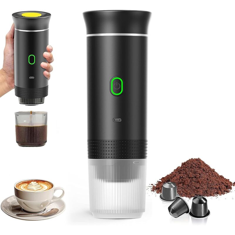 foto del prodotto aiperq macchina da caff portatile da viaggio, 3 in 1, riscaldamento rapido, 12 v, autoriscaldamento in 4 6 minuti, capsule grandi, caff macinato,