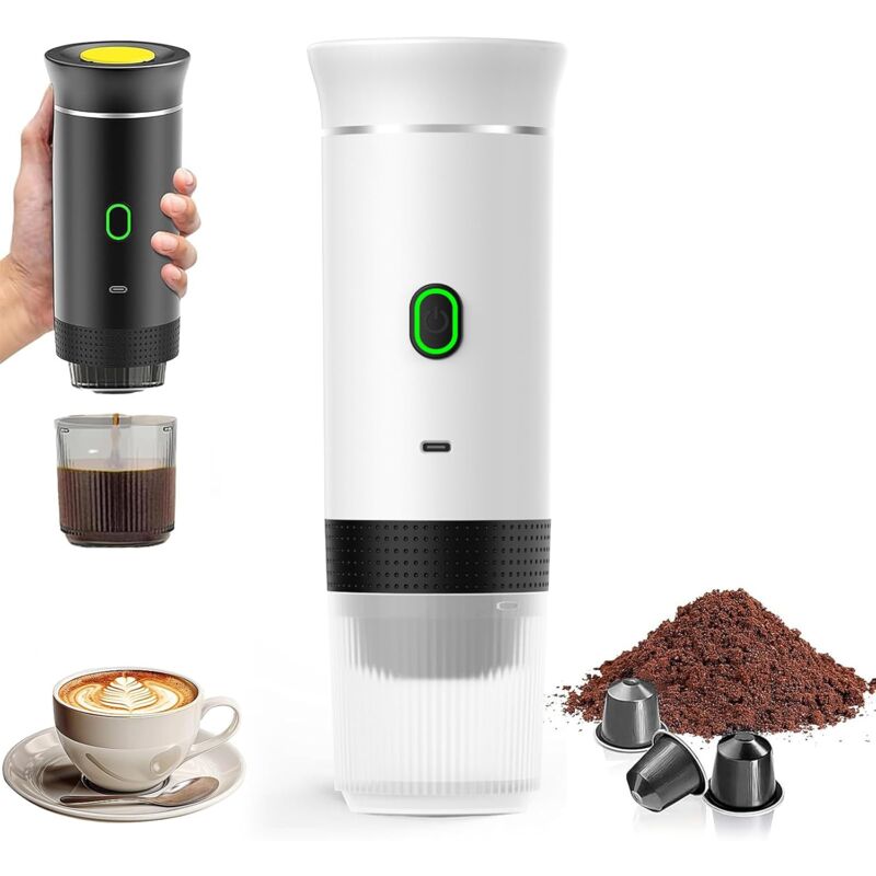 foto del prodotto aiperq macchina da caff portatile da viaggio, 3 in 1, riscaldamento rapido, 12 v, autoriscaldamento in 4 6 minuti, capsule grandi, caff macinato,