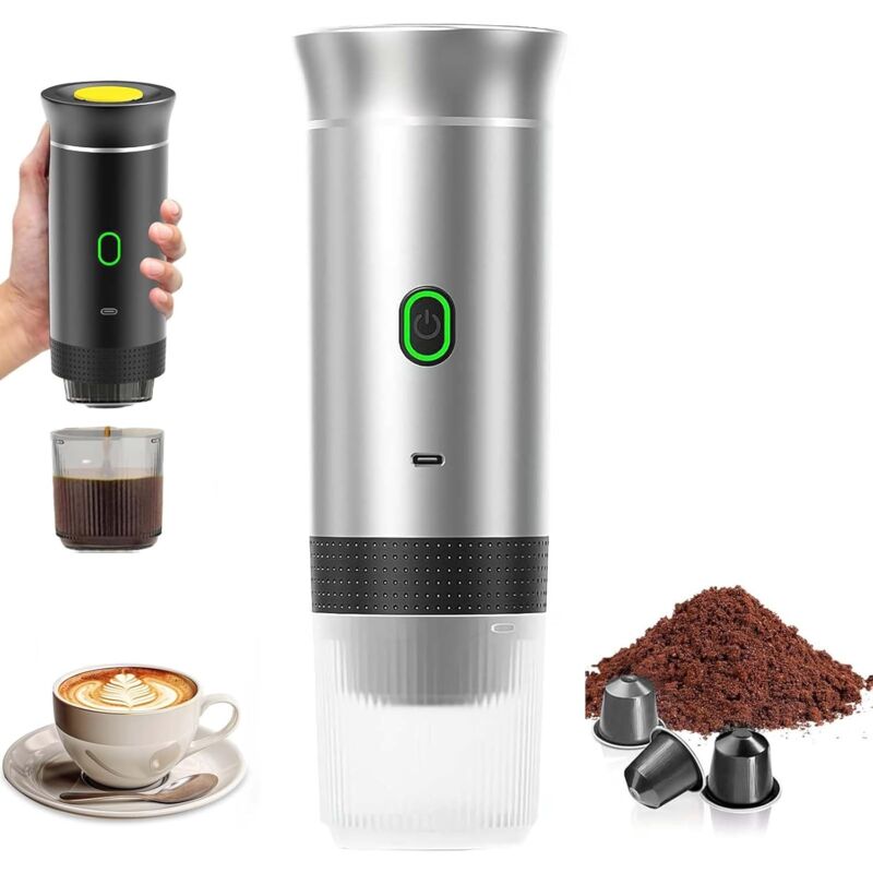 foto del prodotto aiperq macchina da caff portatile da viaggio, 3 in 1, riscaldamento rapido, 12 v, compatibile con capsule grandi e piccole e caff macinato, per