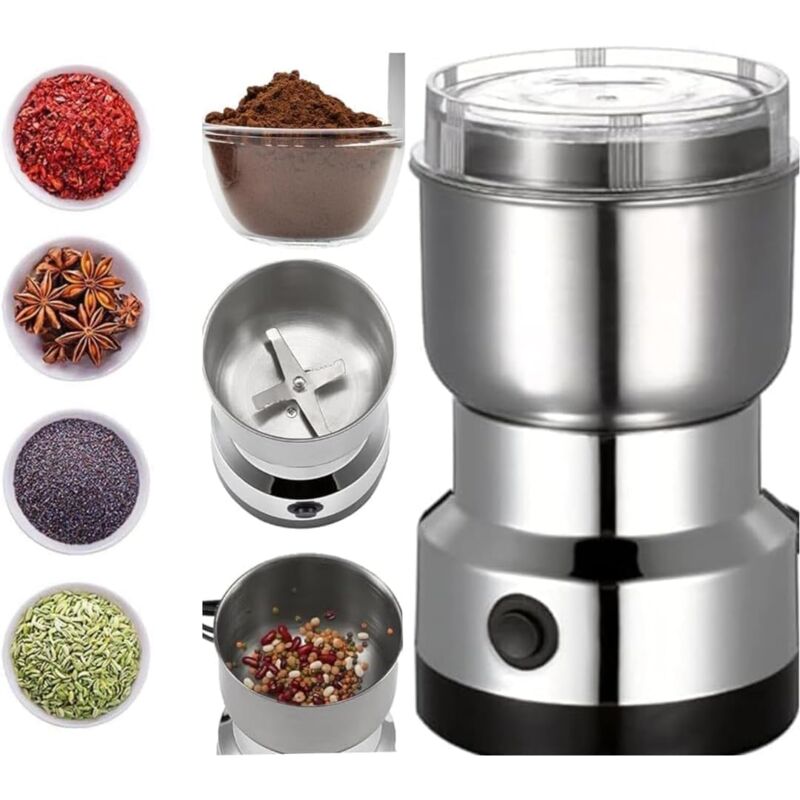 foto del prodotto aiperq macinacaff multifunzionale, macinacaff con lame in acciaio inox, adatto per chicchi di caff , noci di lino, pepe, spezie e altro ancora.