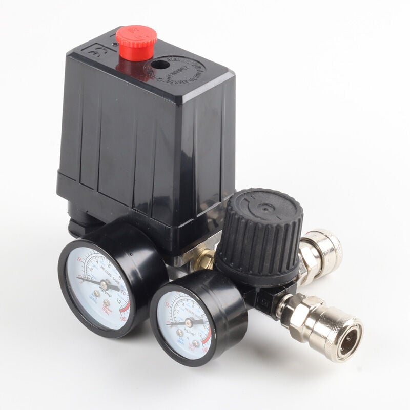 foto del prodotto aiperq manometri del regolatore della valvola di controllo del pressostato del compressore d aria 220 v 0 180 psi con connessione rapida
