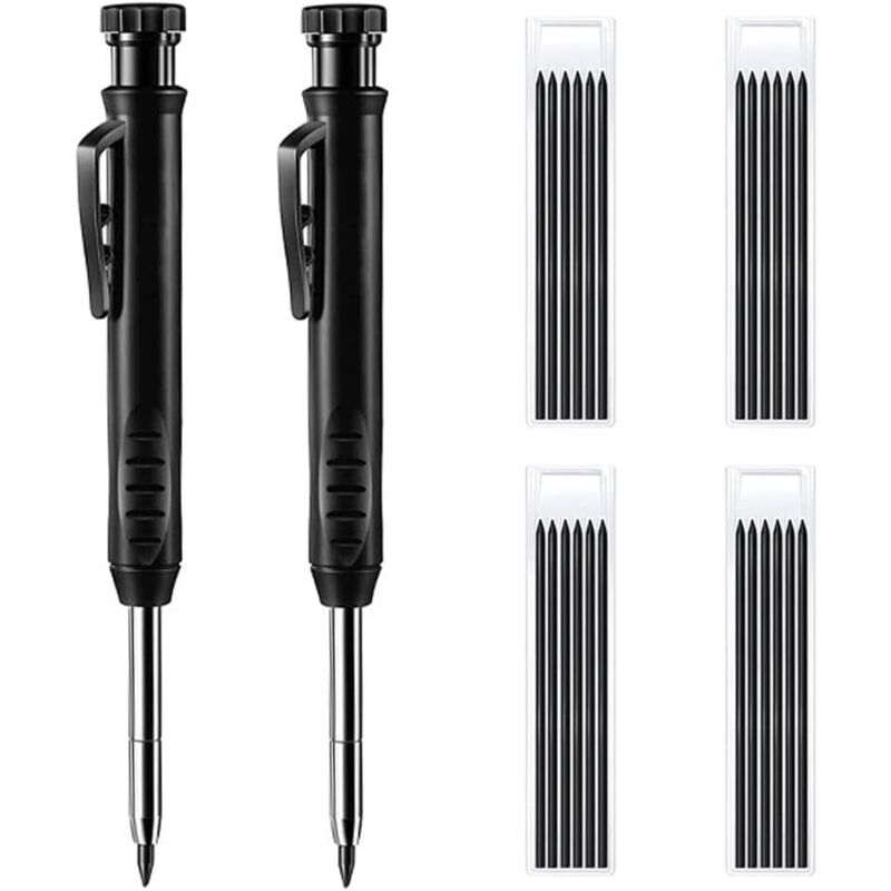 foto del prodotto aiperq matita da carpentiere con temperino, set di matite meccaniche con 20 mine, pennarello per fori profondi, robuste matite da costruzione per