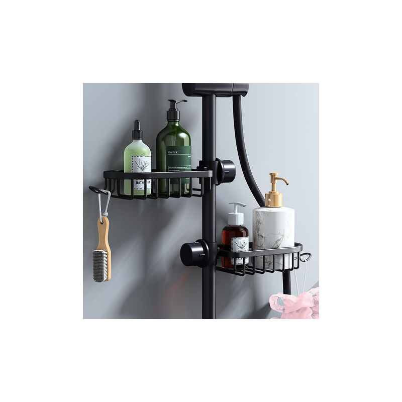 foto del prodotto aiperq mensola per doccia e contenitori set di 2 mensole per doccia in acciaio inox senza foratura, mensola per rubinetto in acciaio inox per