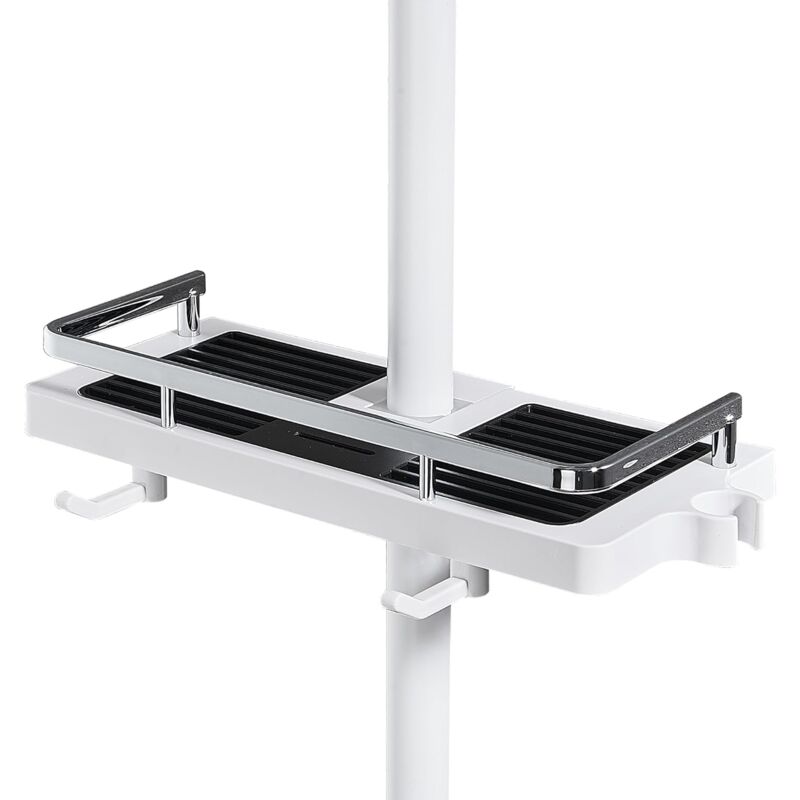 foto del prodotto aiperq mensola per doccia, portasapone, bagno, doccia, senza foratura, ganci e portasciugamani da parete, bianco, autoadesivo, antiruggine, set da 1