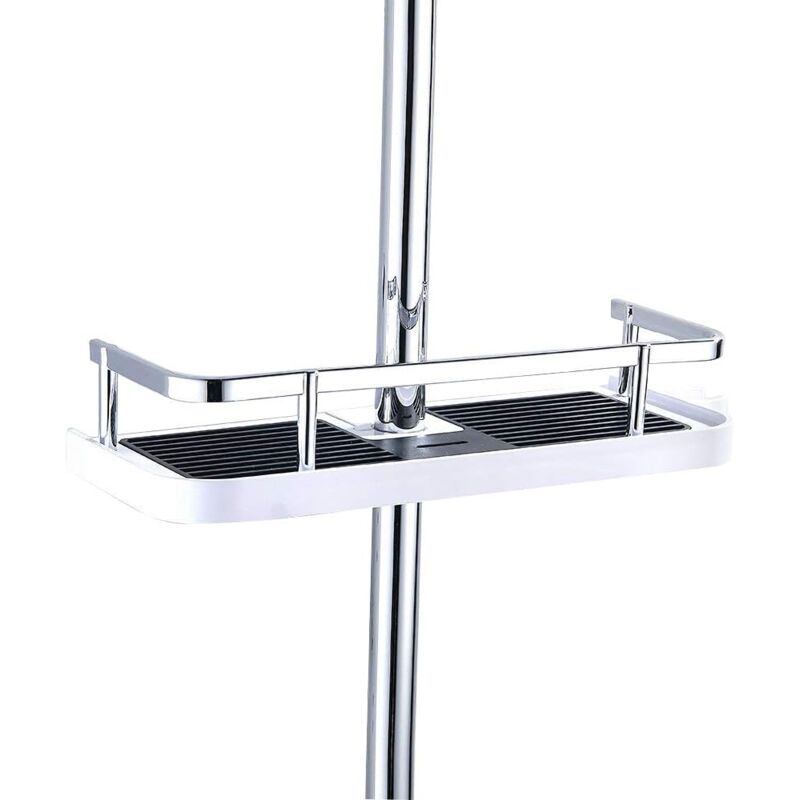 foto del prodotto aiperq mensola telescopica regolabile per doccia in plastica abs portasapone per bagno per shampoo e sapone, montaggio senza foratura per 22 mm 25