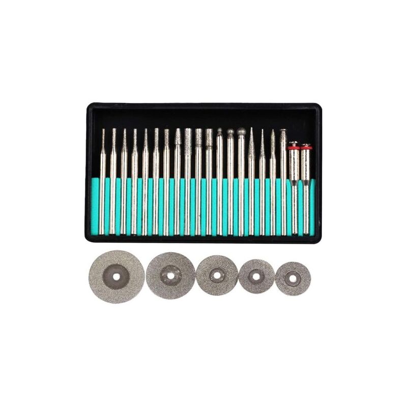 foto del prodotto aiperq mini disco da taglio diamantato, set di frese diamantate, assortimento di frese diamantate, set di punte per trapano per dremel, utensili