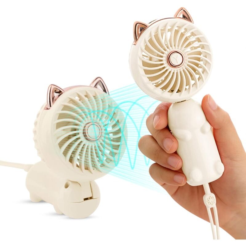 foto del prodotto aiperq mini ventilatore portatile con batteria ricaricabile e 3 velocit , simpatico piccolo ventilatore elettrico personale per