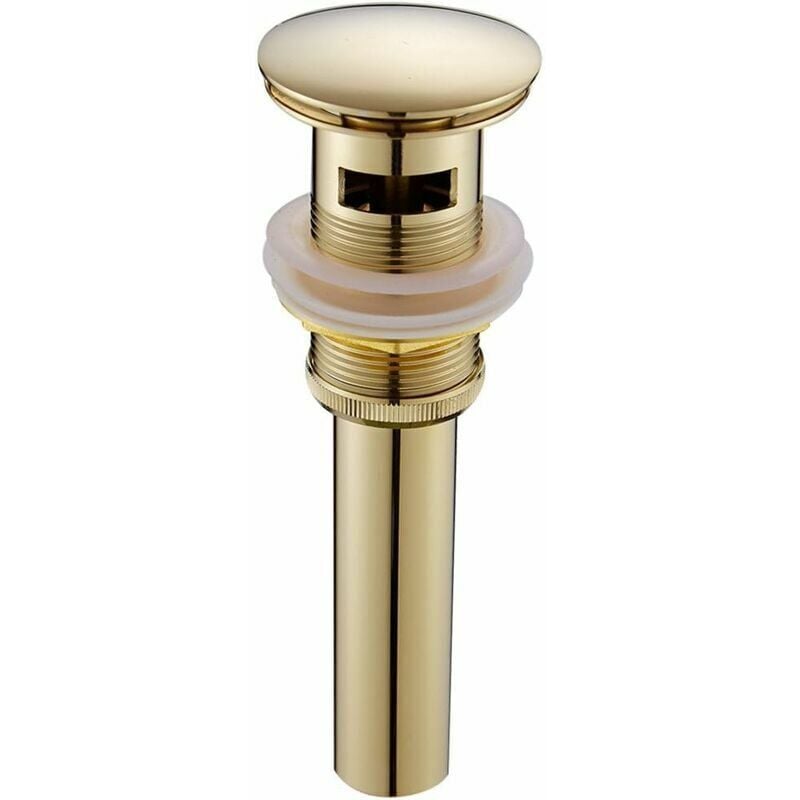 foto del prodotto aiperq moderno tappo di scarico per lavandino pop up retr , scarico click clack con troppopieno, valvola universale per lavandino in ottone dorato,