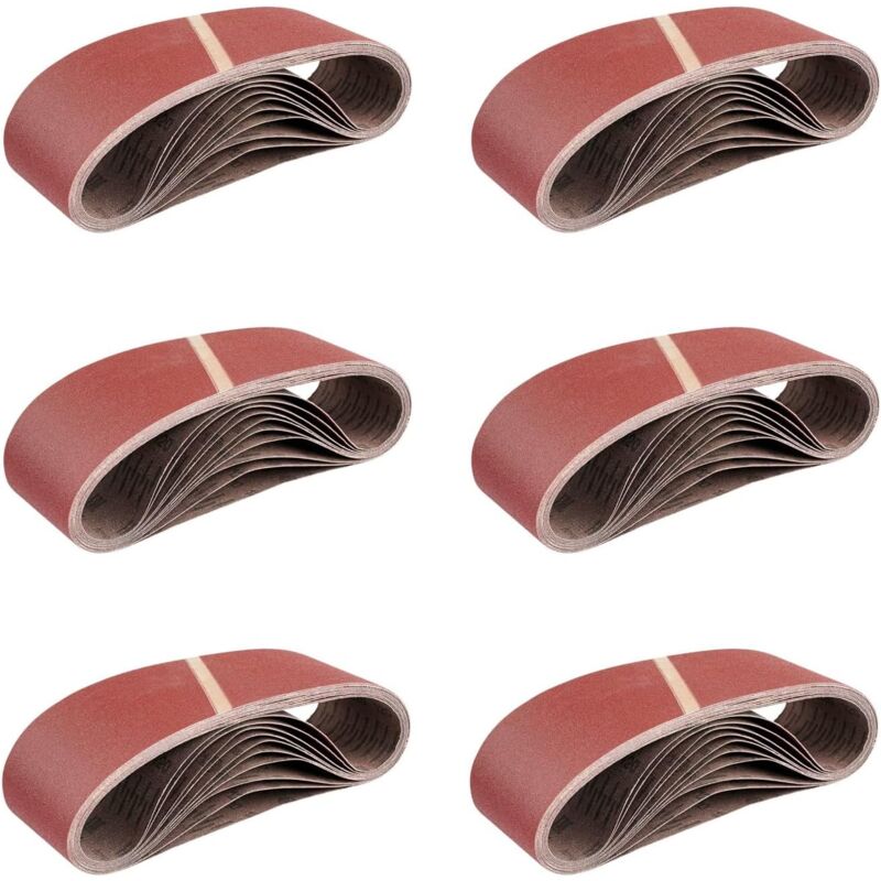 foto del prodotto aiperq nastri abrasivi in tessuto 25 pezzi 75 x 533 mm confezione mista 5 x grana 40 60 80 120 180 ciascuno per levigatrice a nastro set di
