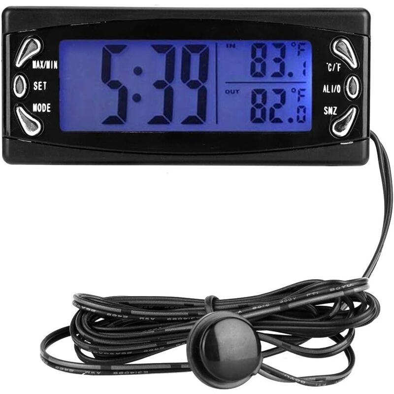 foto del prodotto aiperq orologio lcd termometro digitale per auto, termometro, 12v per auto rv
