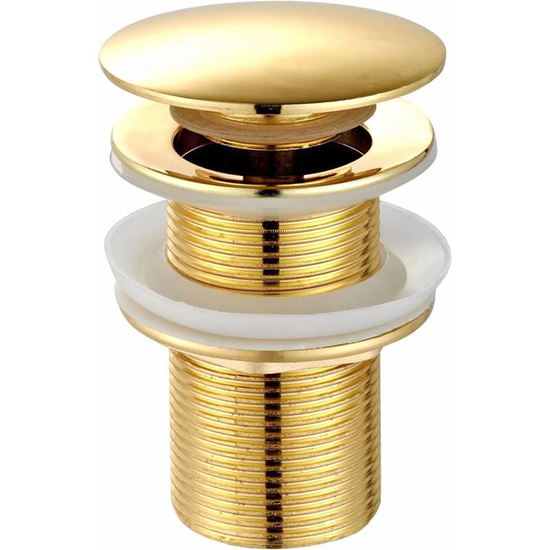 foto del prodotto aiperq piletta di scarico universale per lavello e lavabo moderna valvola di scarico click clack tappo di scarico con troppo pieno, ottone,