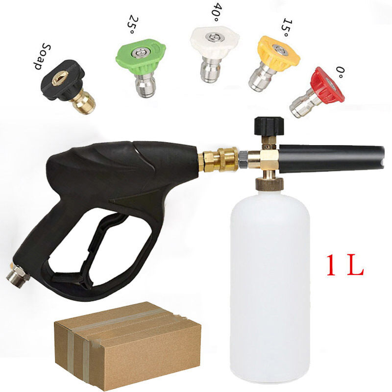 foto del prodotto aiperq pistola a cannone per schiuma ad alta pressione, bottiglia erogatrice di sapone con lancia di schiuma rapida da 1 4 regolabile da 1 litro