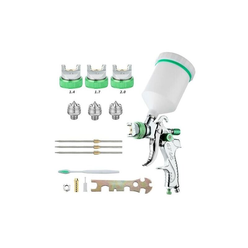 foto del prodotto aiperq pistola a spruzzo per vernice ad alta pressione professionale, kit pistola a spruzzo ad aria, pistola a spruzzo per vernice hvlp pneumatica