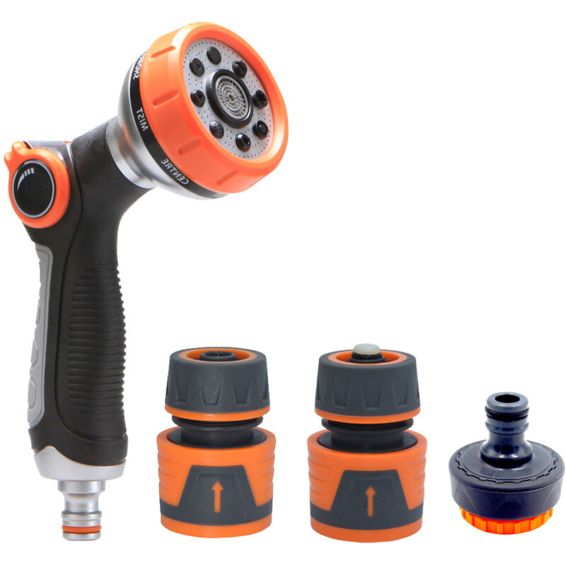 foto del prodotto aiperq pistola per irrigazione da giardino con 8 getti regolabili, spruzzatore multifunzione con flusso d acqua controllabile, lavaggio auto,
