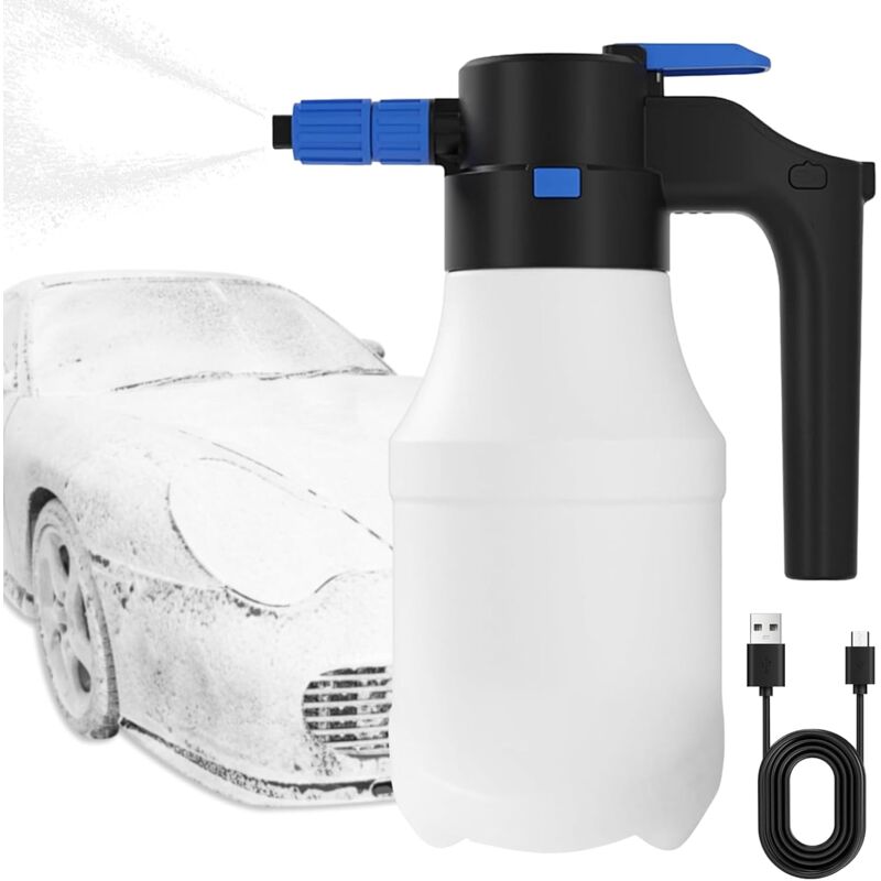 foto del prodotto aiperq pistola per schiuma per autolavaggio a batteria, spruzzatore elettrico per schiuma da 1,5 l, con pompa senza fili ricaricabile tramite usb