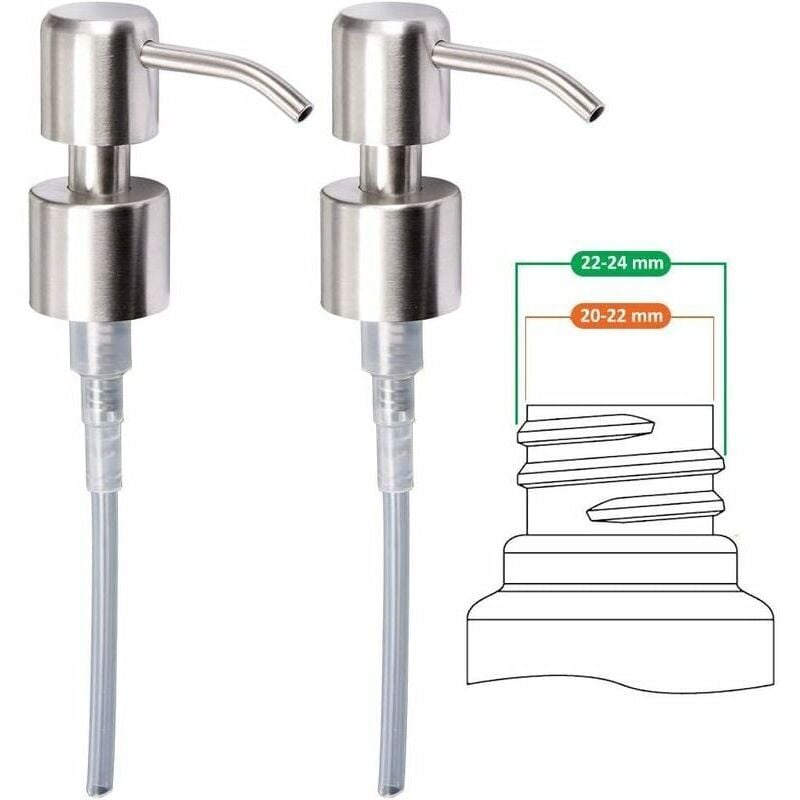 foto del prodotto aiperq - pompa di ricambio per erogatore di sapone liquido acciaio inossidabile, acciaio inossidabile spazzolato, 2 pezzi - 24 mm