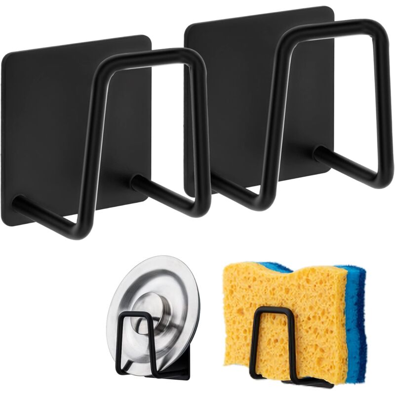 foto del prodotto aiperq porta spugna in acciaio inox 304, gancio adesivo per spugna per piatti, accessori per lavello, gancio adesivo, contenitore per cucina e