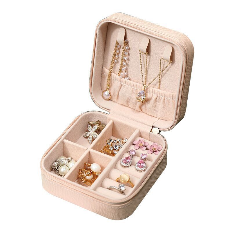 foto del prodotto aiperq portagioie da viaggio piccolo portagioie organizer per donne e ragazze 10 x 10 x 5 cm rosa 