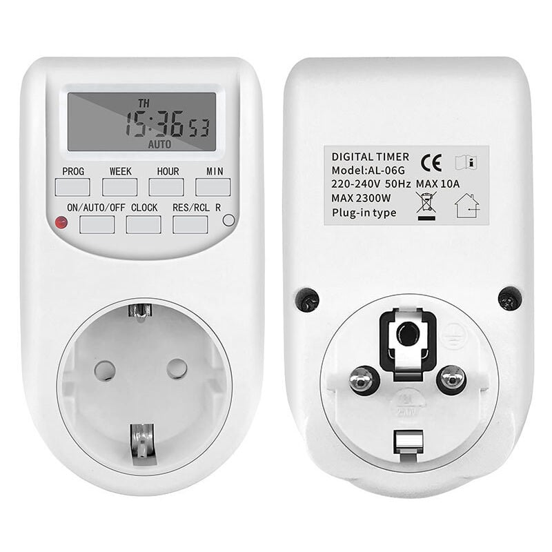 foto del prodotto aiperq presa di corrente digitale con timer e spina ue, risparmio energetico, timer da cucina regolabile, presa con temporizzazione settimanale