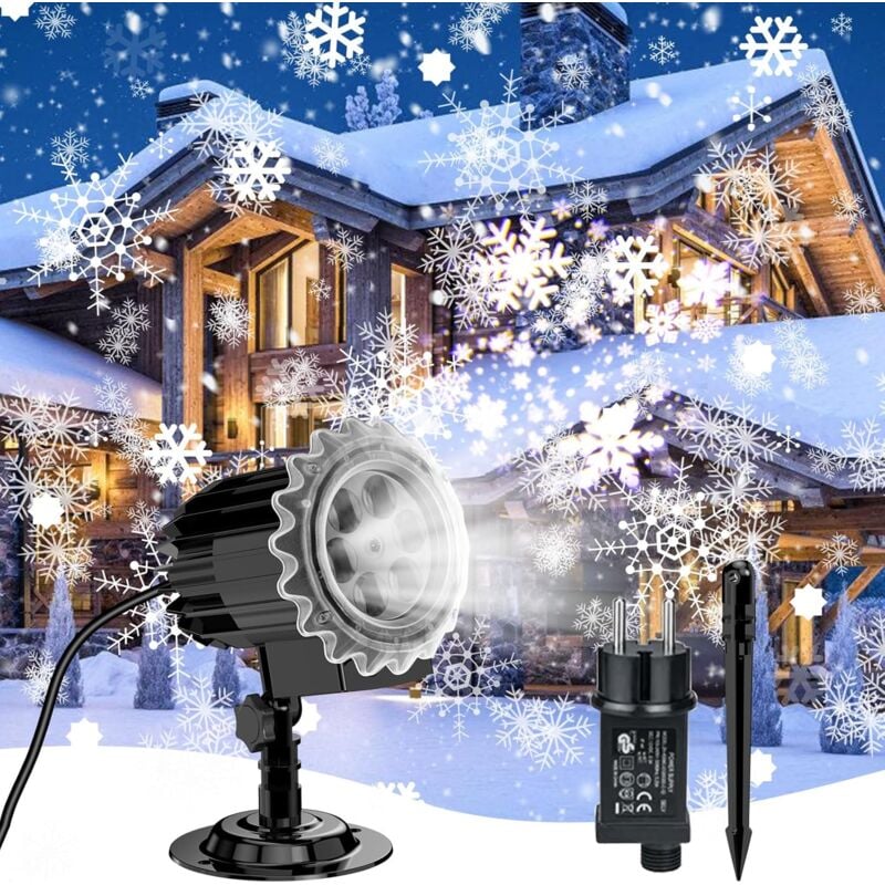 foto del prodotto aiperq proiettore natalizio da esterno proiettore natalizio a led con fiocco di neve proiettore led ip65 impermeabile luci effetto nevicata