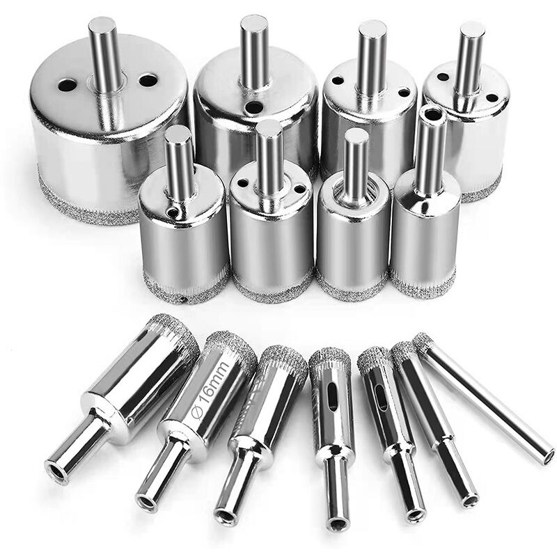 foto del prodotto aiperq punta da trapano diamantata set di 15 seghe a tazza , tagliapiastrelle, sega diamantata utensili a solvente per vetro, porcellana,