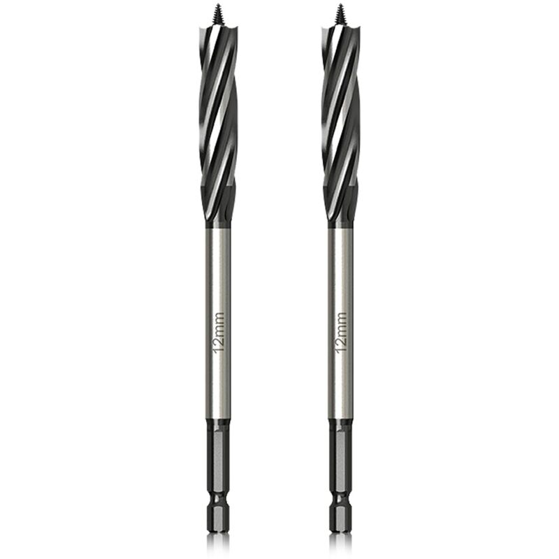 foto del prodotto aiperq punta da trapano professionale per legno, 12 mm x 165 mm x 2 pezzi, punta a coclea con punta pilota autoalimentante, punta da trapano con
