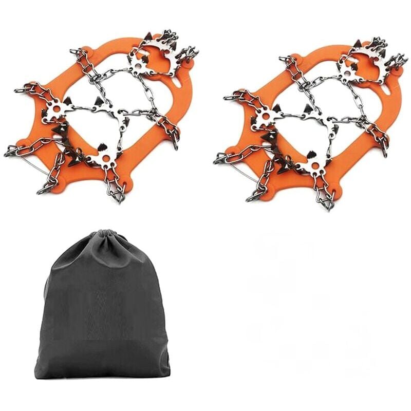 foto del prodotto aiperq ramponi, ramponi da ghiaccio, trazione, neve, per stivali, scarpe, donne e uomini, punte in acciaio inox antiscivolo migliorate, arancione m
