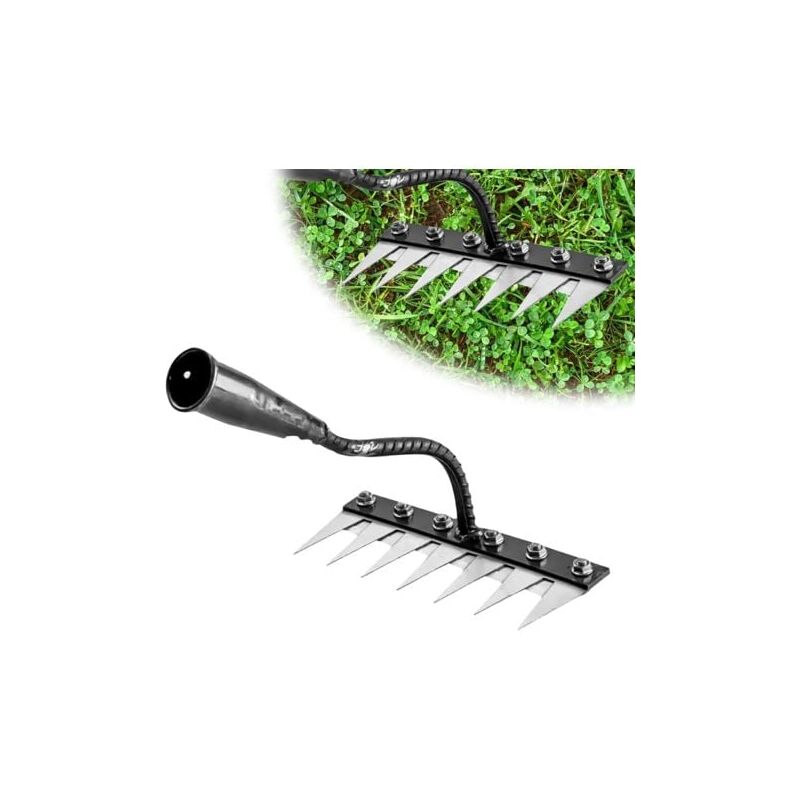 foto del prodotto aiperq rastrello da giardino in acciaio al carbonio per impieghi gravosi strumento per diserbare e scarificare il terreno per il giardinaggio