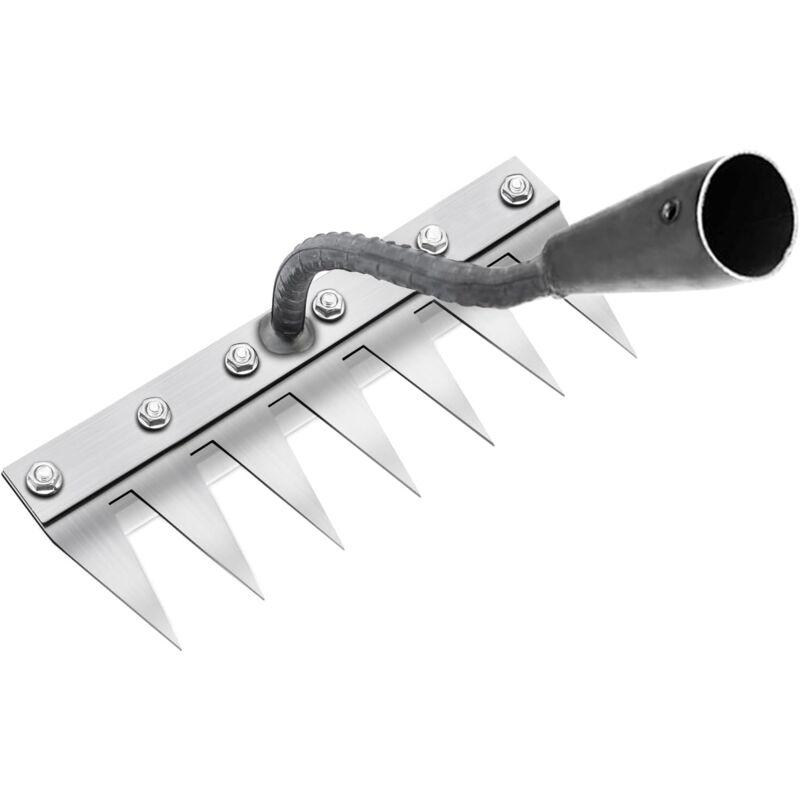 foto del prodotto aiperq rastrello da giardino multifunzionale in metallo, rastrello da giardino a 7 denti, rastrello da giardino portatile per diserbare senza