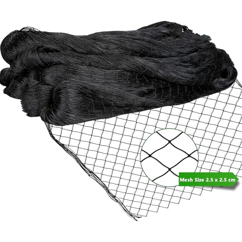 foto del prodotto aiperq rete anti uccelli 10m x 15m, rete di protezione nera contro gli uccelli, piante e uva da danneggiare maglia 2,5 x 2,5 cm 
