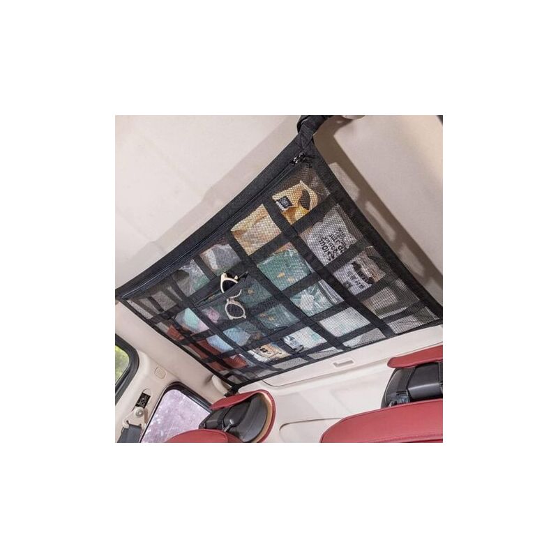 foto del prodotto aiperq rete portaoggetti da tetto per auto borsa organizer per auto, borsa a rete universale per rete elastica interna per tetto auto, per soffitto