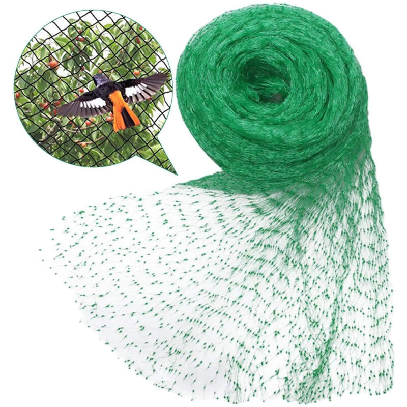 foto del prodotto aiperq rete protettiva anti uccelli da giardino, 4 x 15 m, per ciliegie, uva e mele, maglia da 15 mm, verde
