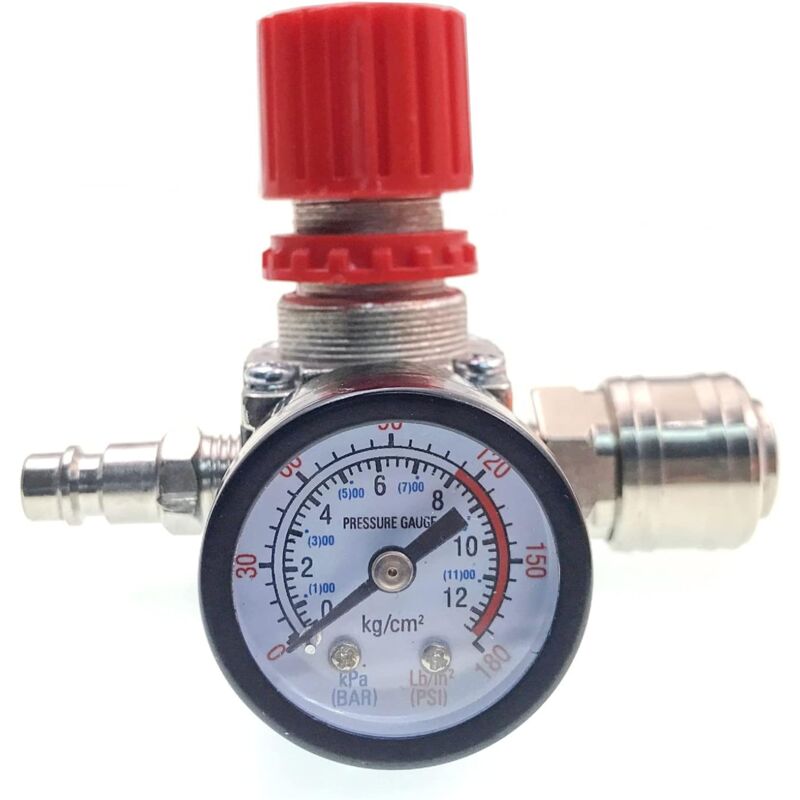 foto del prodotto aiperq riduttore di pressione per aria compressa 1 4 , riduttore di pressione 4 fori con manometro per compressore