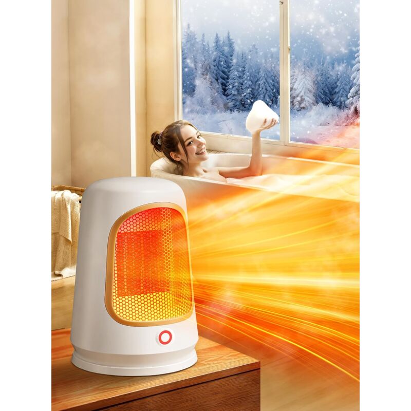 foto del prodotto aiperq riscaldatore per ambienti riscaldatore elettrico 2s 2 modalit , termoventilatore ultra silenzioso, mini riscaldatore elettrico compatto,
