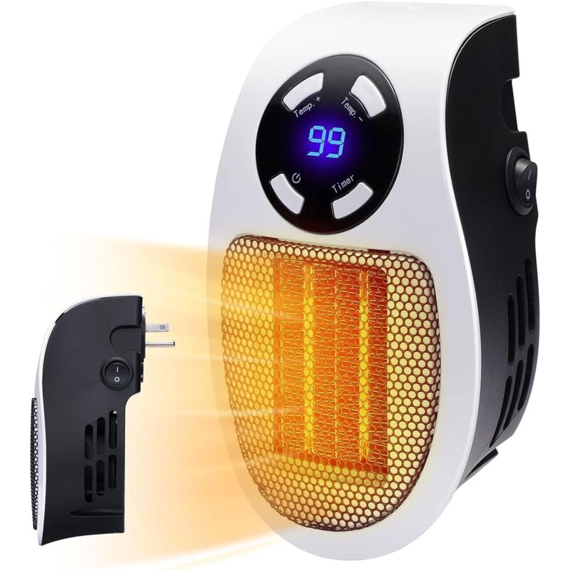 foto del prodotto aiperq riscaldatore plug in, mini riscaldatore elettrico da 500 w, riscaldatore con termostato regolabile, funzione di controllo della temperatura,