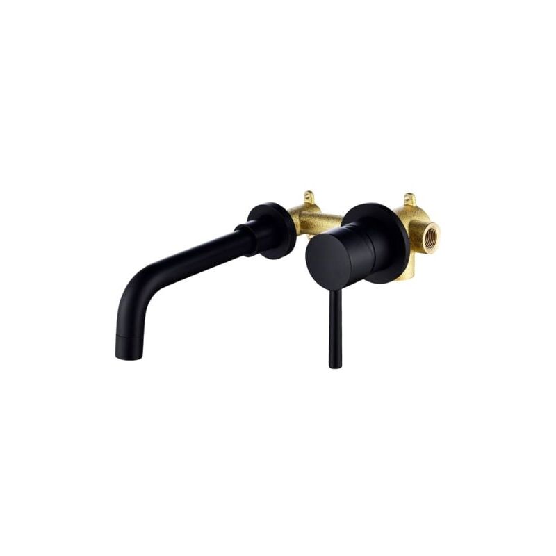 foto del prodotto aiperq rubinetto color ottone nero, miscelatore per bagno a parete, rubinetti per lavabo a parete, rubinetto per lavabo a parete per bagno o