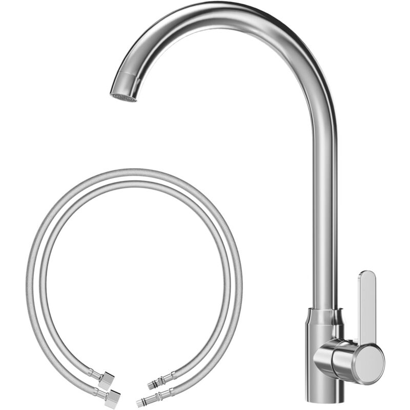 foto del prodotto aiperq rubinetto da cucina, rubinetto da cucina in acciaio inox, miscelatore da cucina girevole a 360 , per lavare piatti, frutta e verdura in