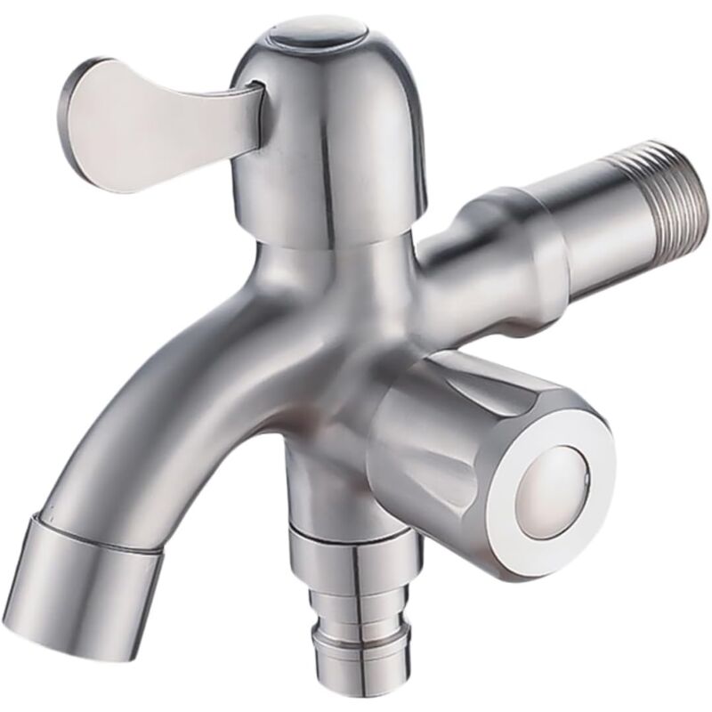 foto del prodotto aiperq rubinetto in acciaio inossidabile 304, rubinetto per lavatrice, balcone del bagno, rubinetto multifunzione a doppio uso con ingresso singolo