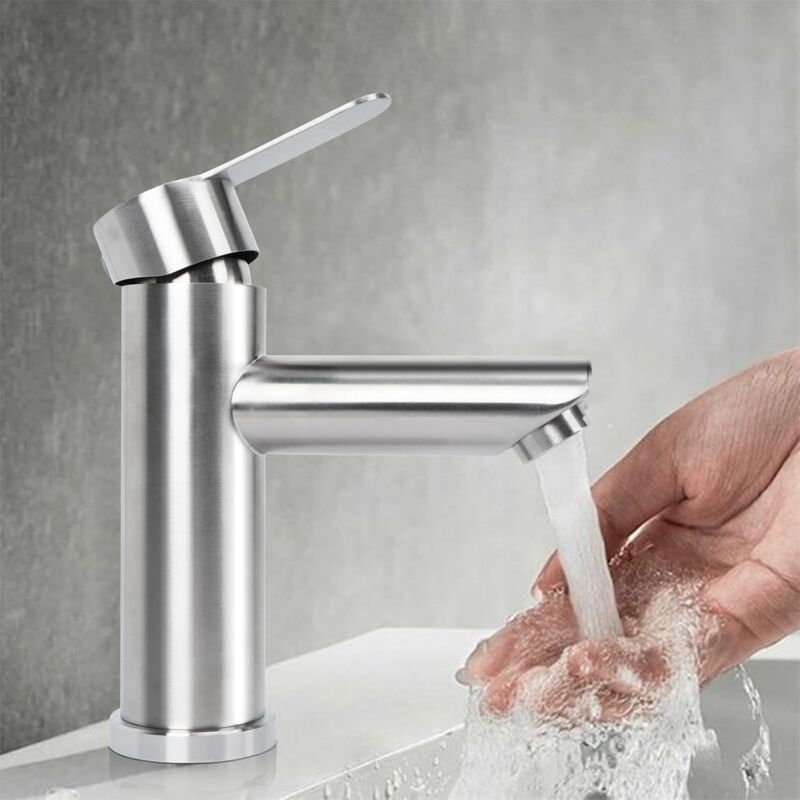 foto del prodotto aiperq rubinetto per bagno nero, miscelatore per lavandino, rubinetto per bagno, rubinetto per lavandino in acciaio inossidabile, rubinetto per