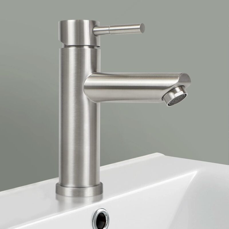 foto del prodotto aiperq rubinetto per bagno, rubinetto per lavabo, acciaio inossidabile spazzolato, miscelatore per lavabo, alta pressione, rubinetto per acqua