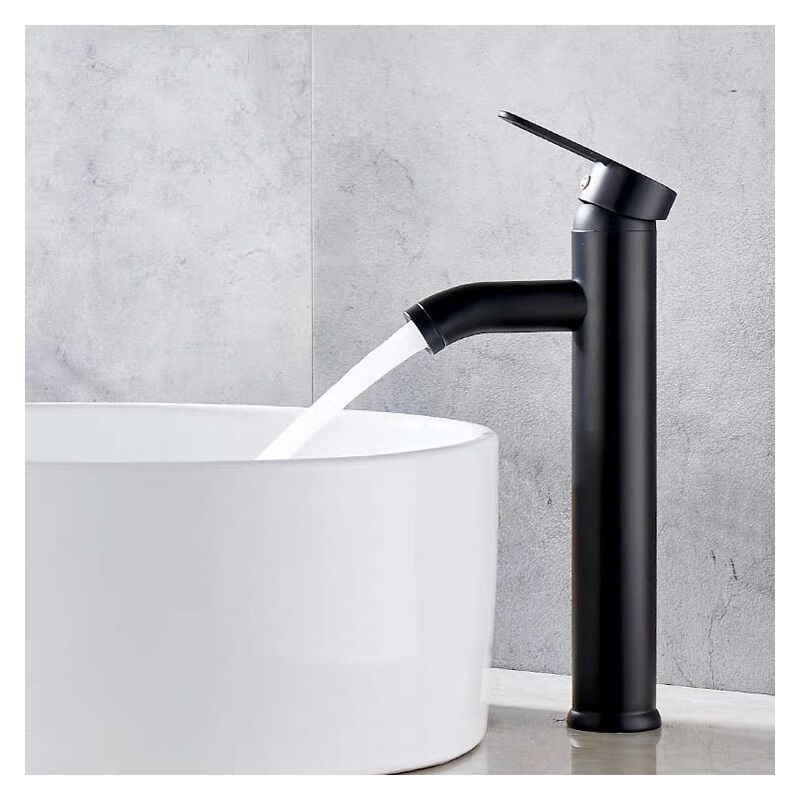 immagine 0 del prodotto aiperq rubinetto per bagno, rubinetto per lavabo, rubinetto per lavabo, miscelatore per bagno in acciaio inox nero, con scarico, nero