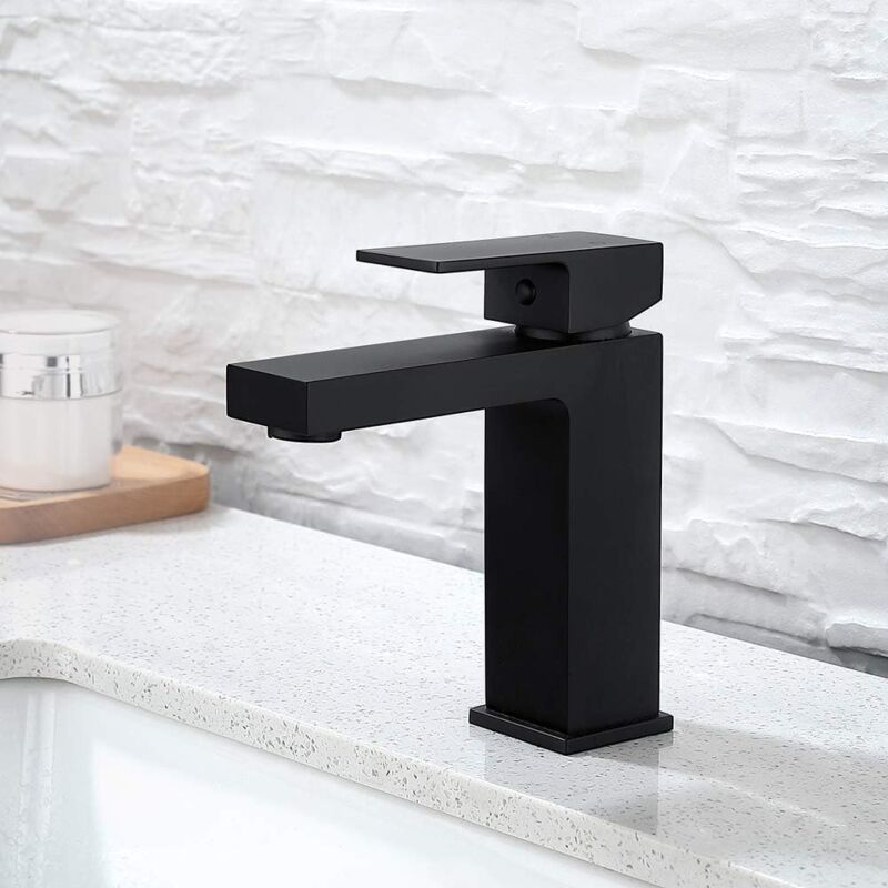 foto del prodotto aiperq rubinetto per lavabo nero, rubinetto per lavabo, design durevole in ottone caldo e cromato