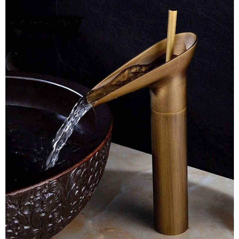 foto del prodotto aiperq rubinetto per lavandino del bagno, miscelatore a cascata, miscelatore regolabile per acqua calda e fredda, ottone cromato