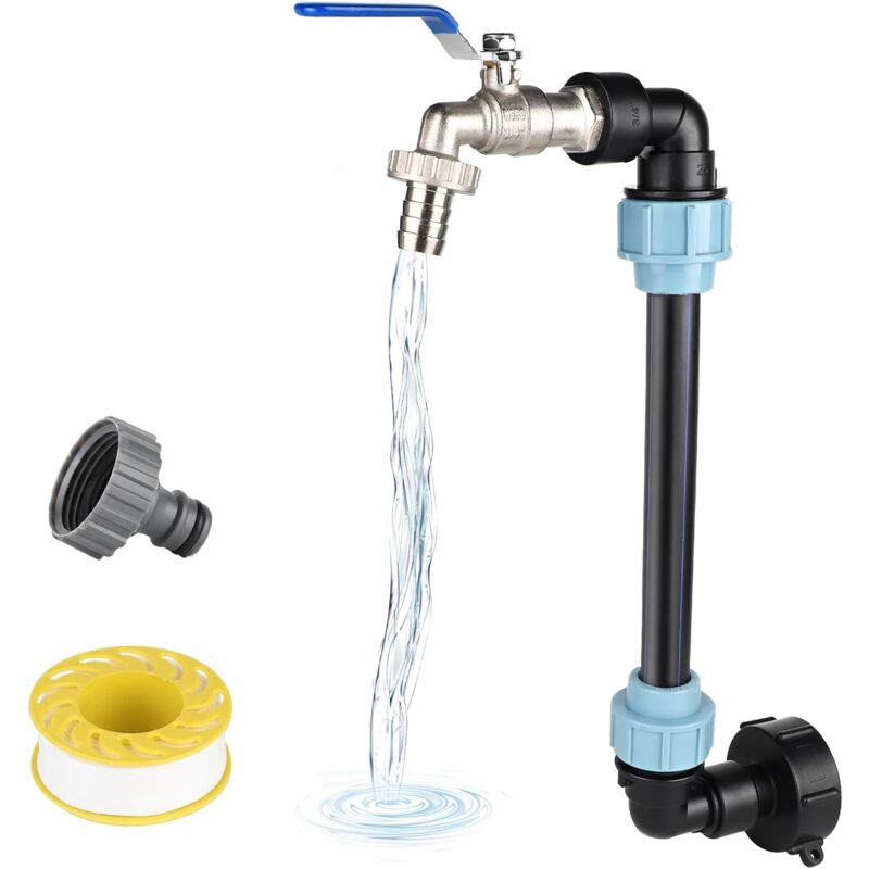 foto del prodotto aiperq rubinetto per serbatoio attacco per serbatoio in ottone 1000 l adattatore per serbatoio ibc da 1000 l adattatore per serbatoio s60x6