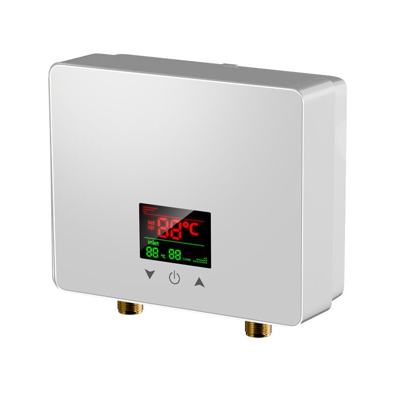 foto del prodotto aiperq scaldabagno istantaneo da 3,3 kw, mini scaldabagno elettrico senza serbatoio, da parete, con display a led e impostazione della temperatura,