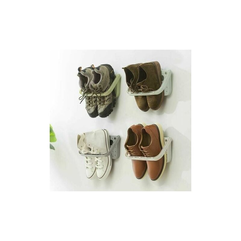 foto del prodotto aiperq scarpiera pieghevole da parete, mensola sospesa per riporre le scarpe, set da 4, colore grigio.