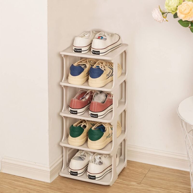 foto del prodotto aiperq scarpiera stretta torre per scarpe scarpiera salvaspazio scaffale per scarpe a 4 scomparti scarpiera compatta grande capacit bianco 