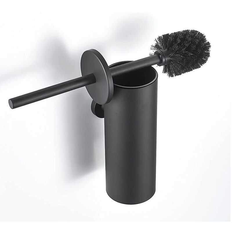 foto del prodotto aiperq scopino per wc sospeso nero con porta scopino, scopa per wc in acciaio inossidabile 304 con manico lungo