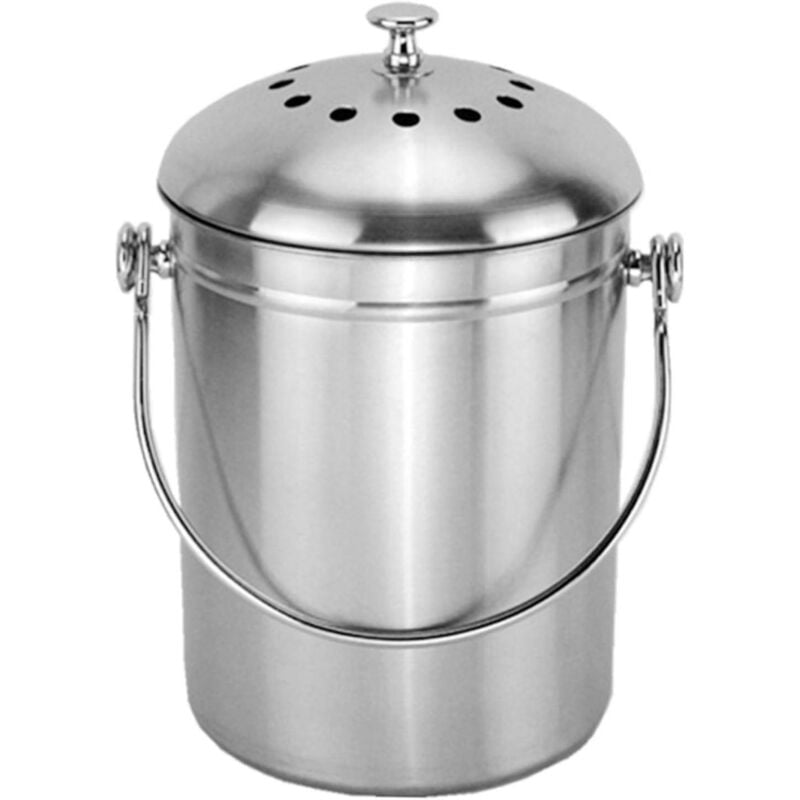 foto del prodotto aiperq secchio per compost in acciaio inox da 5 litri, contenitore per compost da cucina, contenitore per compost da cucina, contenitore per