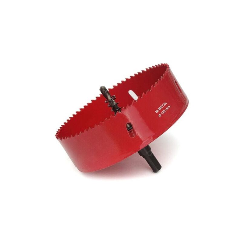foto del prodotto aiperq sega a tazza da 125 mm m42 con adattatore esagonale per ferro, alluminio, cartongesso, tubi, plastica, metalli, 1 pz.